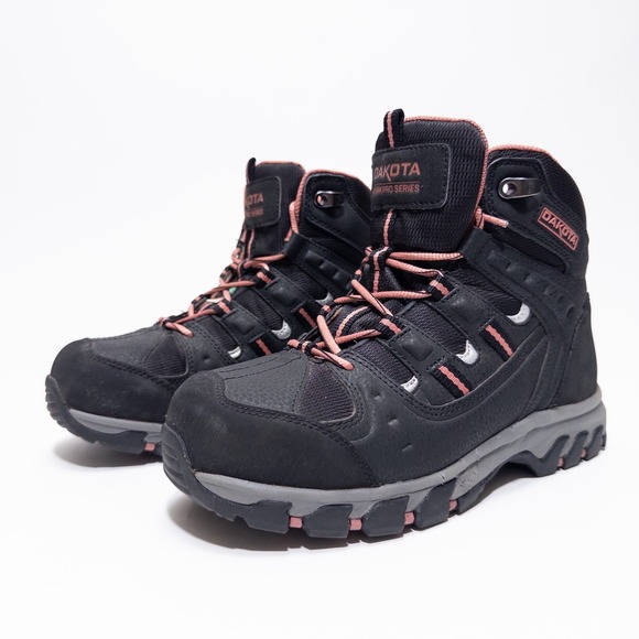 Dakota Shoes - Dakota Work Pro Series Steel Toe Hiking Work Boots Women 7 Black Pink